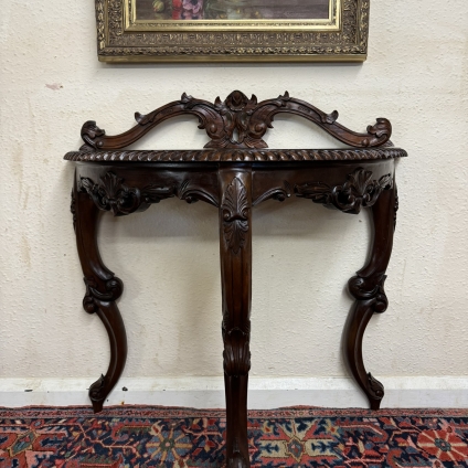 Fabulous Quality Carved Mahogany Half-moon Console Table/hall Table