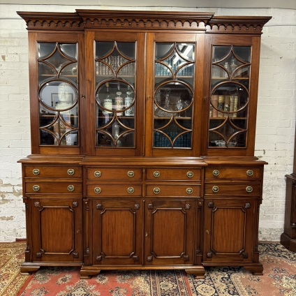 Stunning Mahogany Secretaire Glazed Brakefront Bookcase/cabinet