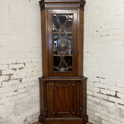 Fabulous Quality Carved Mahogany Corner Display Cabinet