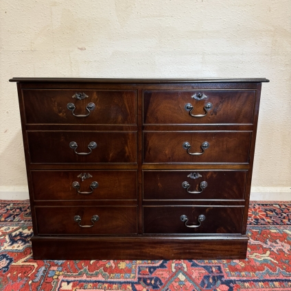 Fabulous Quality Leather Topped Mahogany Double Fronted Filing Cabinet