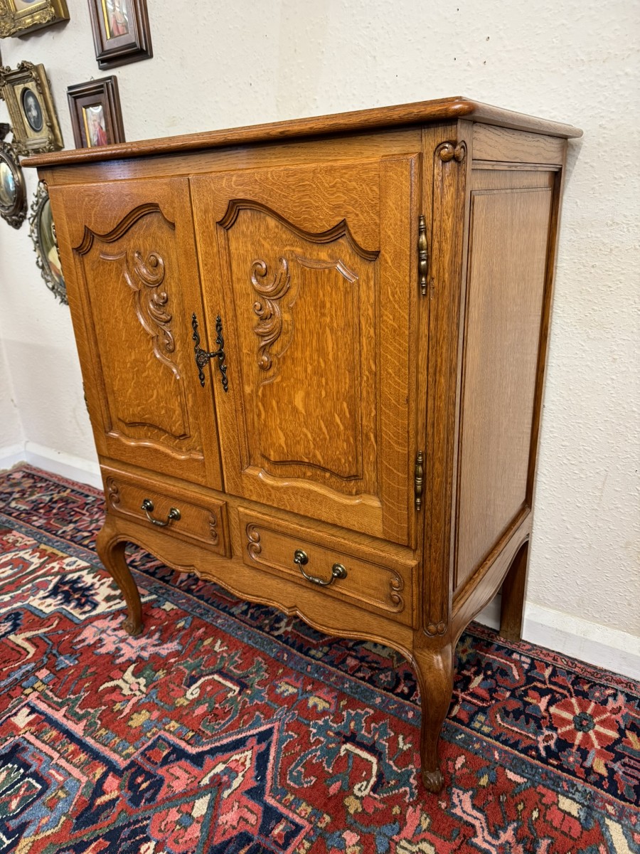 Fantastic Quality French Carved Oak Two-door Cupboard/cabinet - Image 15