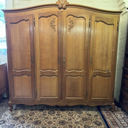 Outstanding Quality French Carved Oak Four-door Armoire/wardrobe