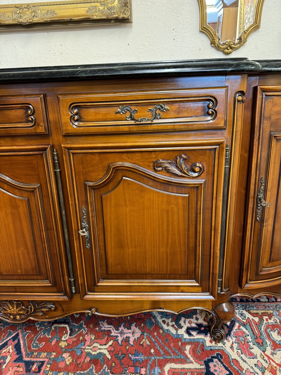 Stunning French Carved Mahogany Marble Top Credenza/dresser - Image 10