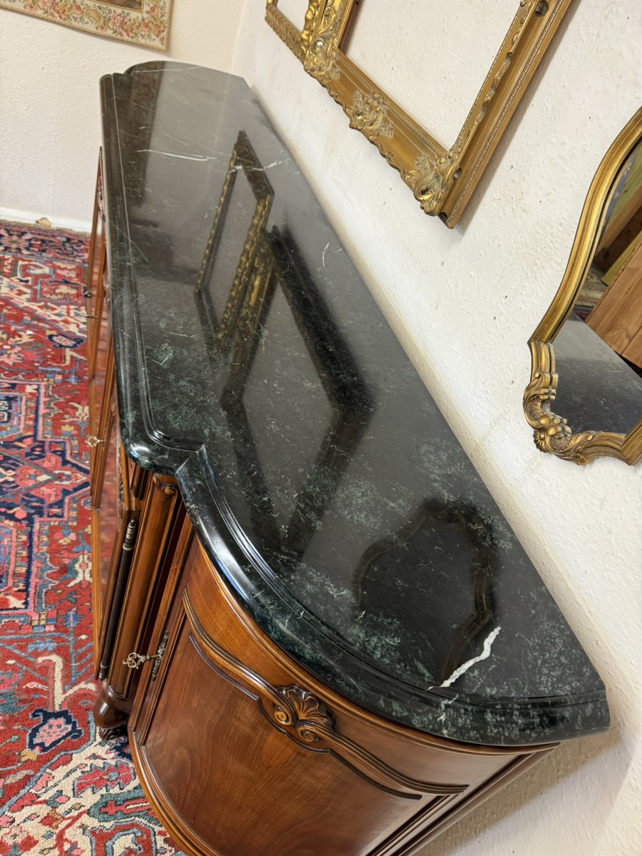 Stunning French Carved Mahogany Marble Top Credenza/dresser - Image 11