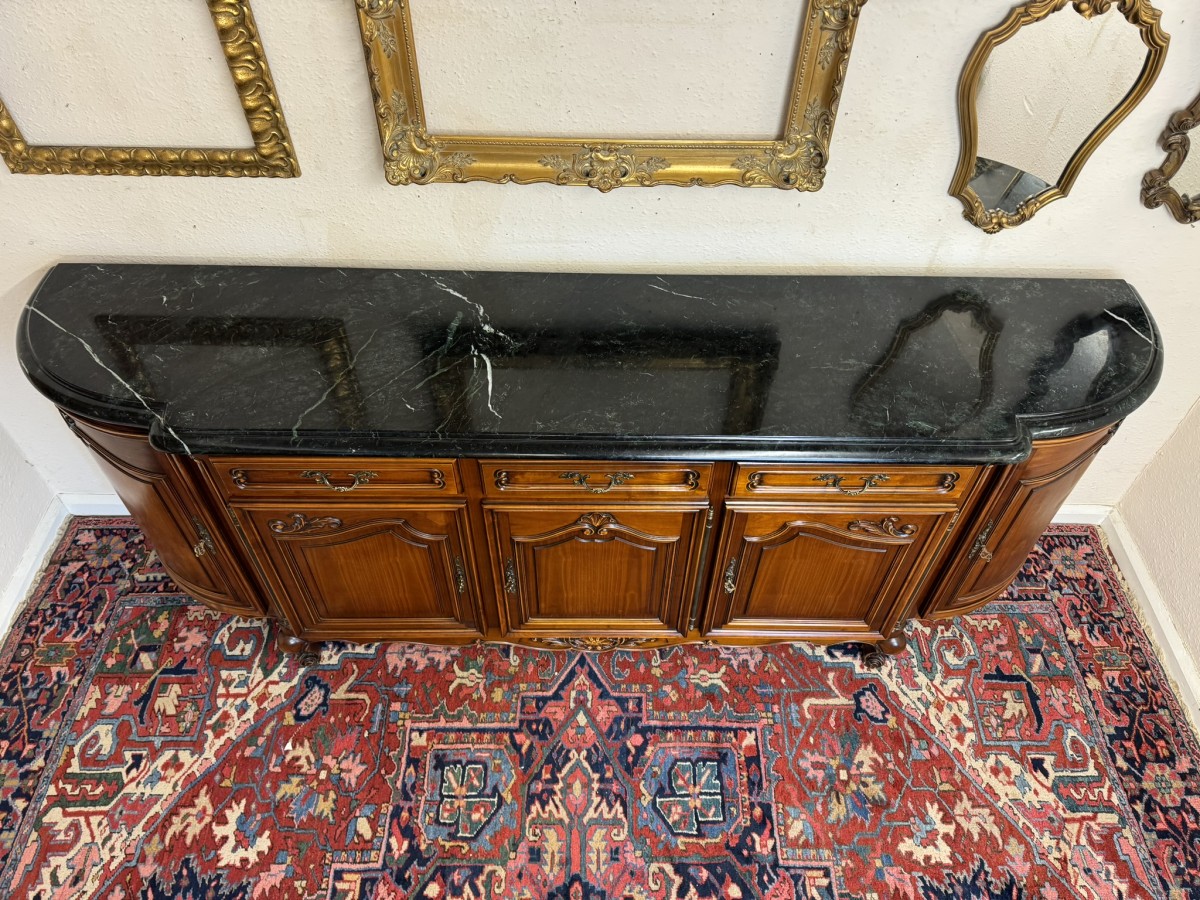 Stunning French Carved Mahogany Marble Top Credenza/dresser - Image 12