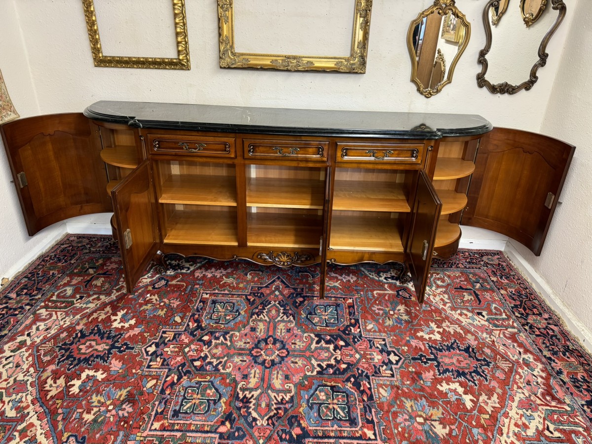 Stunning French Carved Mahogany Marble Top Credenza/dresser - Image 15