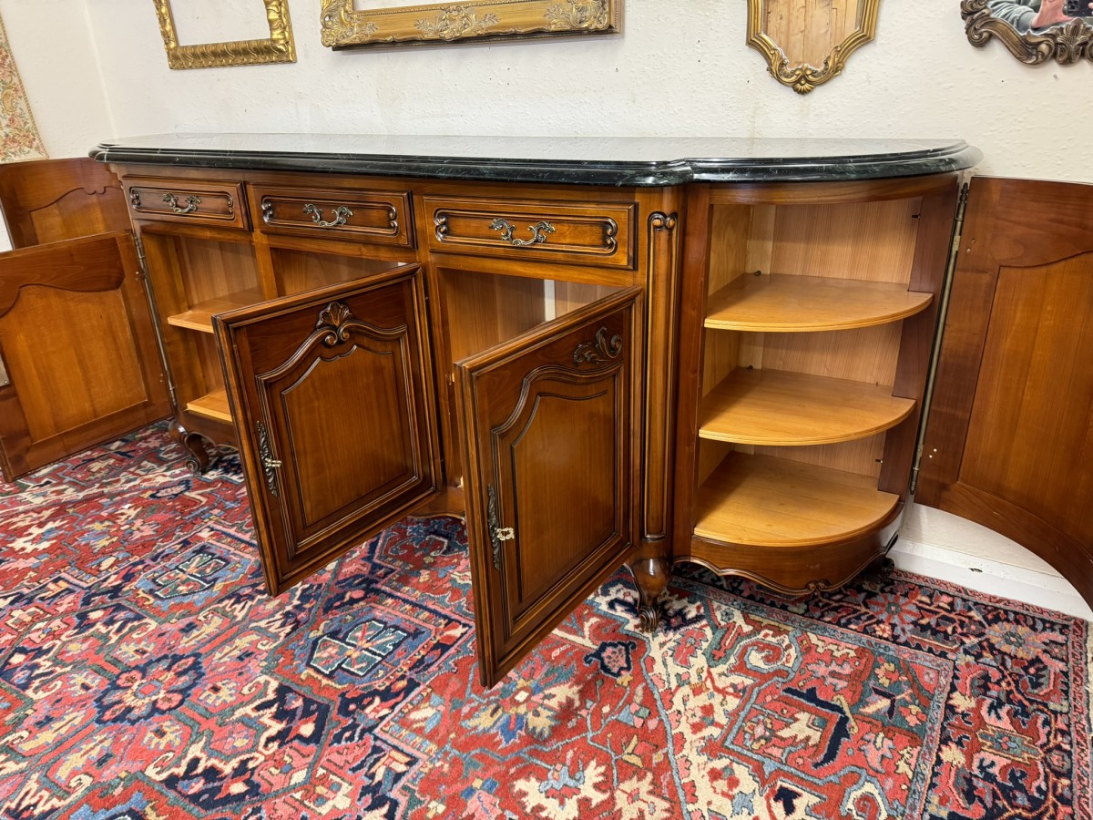Stunning French Carved Mahogany Marble Top Credenza/dresser - Image 16