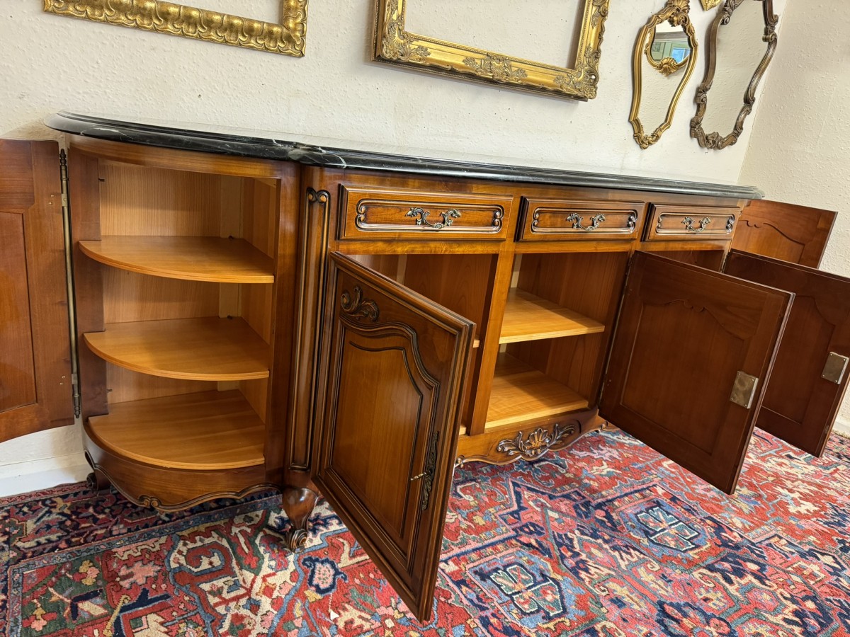 Stunning French Carved Mahogany Marble Top Credenza/dresser - Image 17