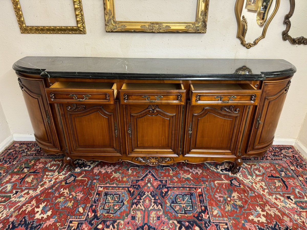 Stunning French Carved Mahogany Marble Top Credenza/dresser - Image 19