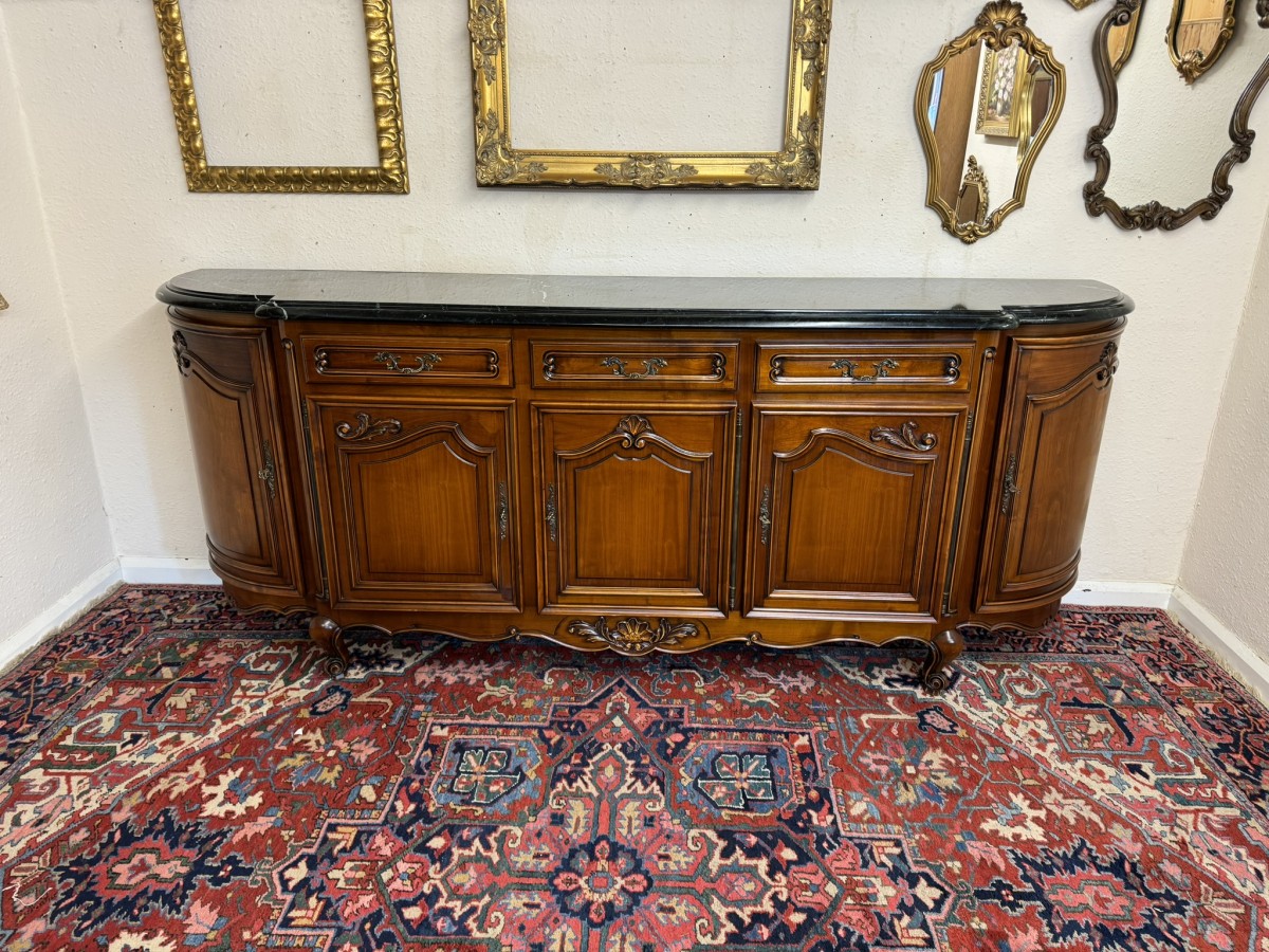 Stunning French Carved Mahogany Marble Top Credenza/dresser - Image 3