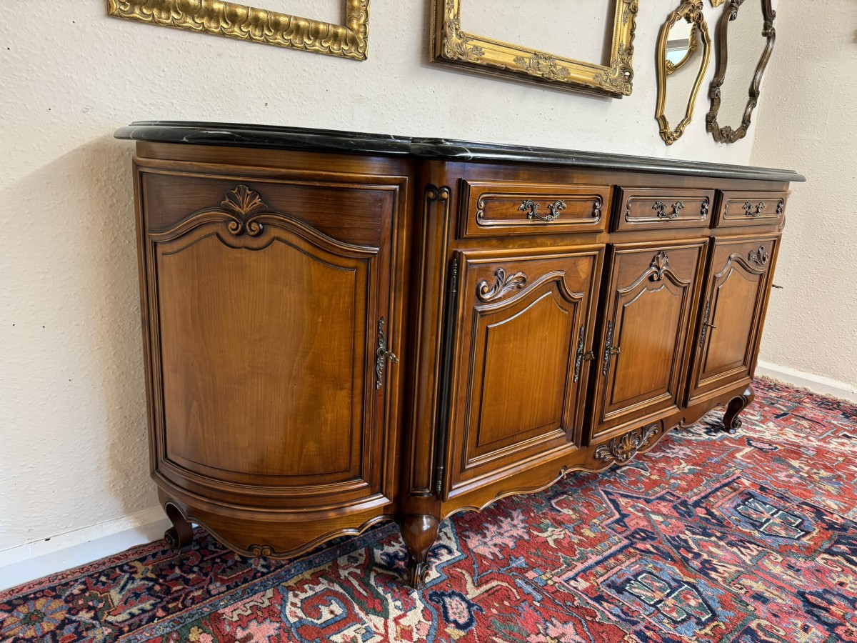 Stunning French Carved Mahogany Marble Top Credenza/dresser - Image 5