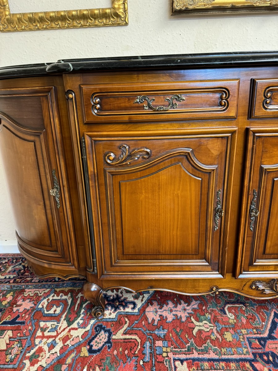 Stunning French Carved Mahogany Marble Top Credenza/dresser - Image 7
