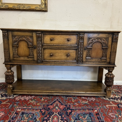 OUTSTANDING QUALITY JACOBEAN STYLE CARVED OAK POTBOARD DRESSER