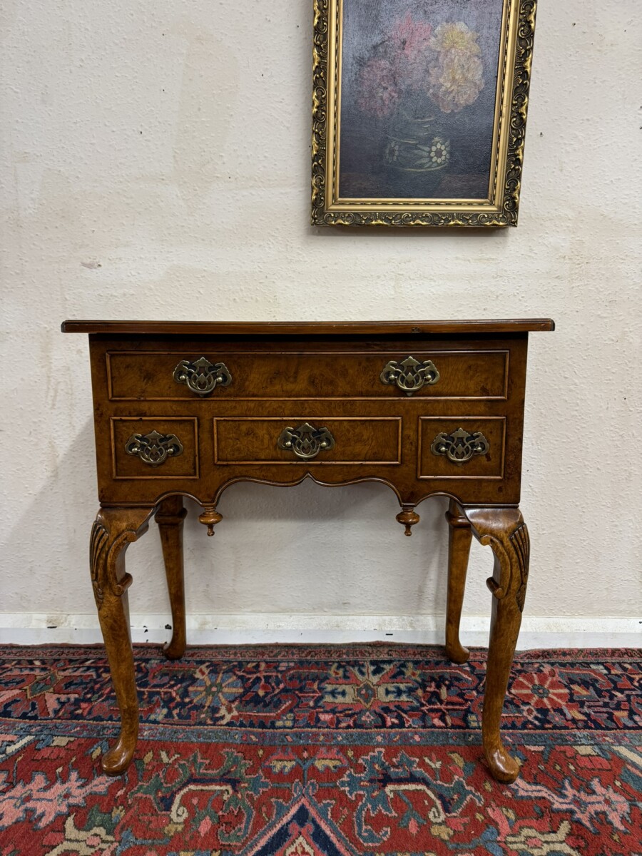 OUTSTANDING QUALITY INLAID BURR WALNUT LOWBOY/SIDE TABLE