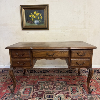 OUTSTANDING QUALITY FRENCH OAK PARQUETRY TOPPED DESK CIRCA 1930