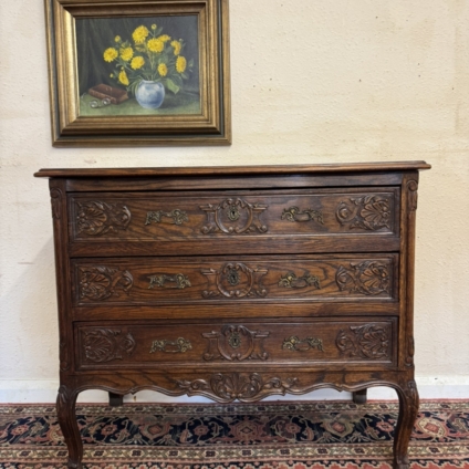 FANTASTIC QUALITY ANTIQUE FRENCH CARVED OAK COMMODE/CHEST OF DRAWERS CIRCA 1920