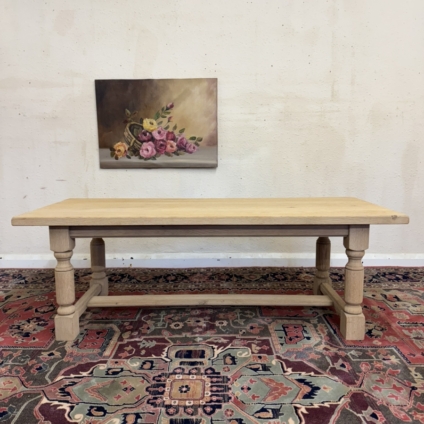 RUSTIC FRENCH BLEACHED OAK COFFEE TABLE CIRCA 1950