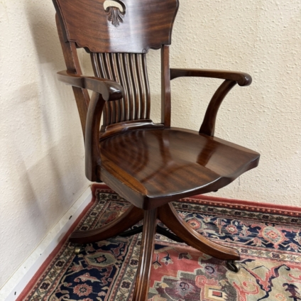 FABULOUS QUALITY MAHOGANY REVOLVING DESK CHAIR CIRCA 1940