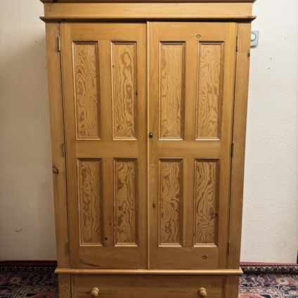 FABULOUS PANELLED PINE TWO DOOR WARDROBE WITH DRAWER BELOW