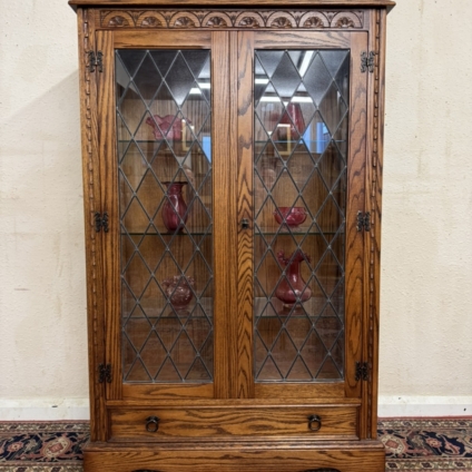 FANTASTIC QUALITY CARVED OAK JAYCEE GLAZED DISPLAY CABINET