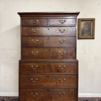 OUTSTANDING QUALITY GEORGIAN OAK CHEST ON CHEST CIRCA 1760