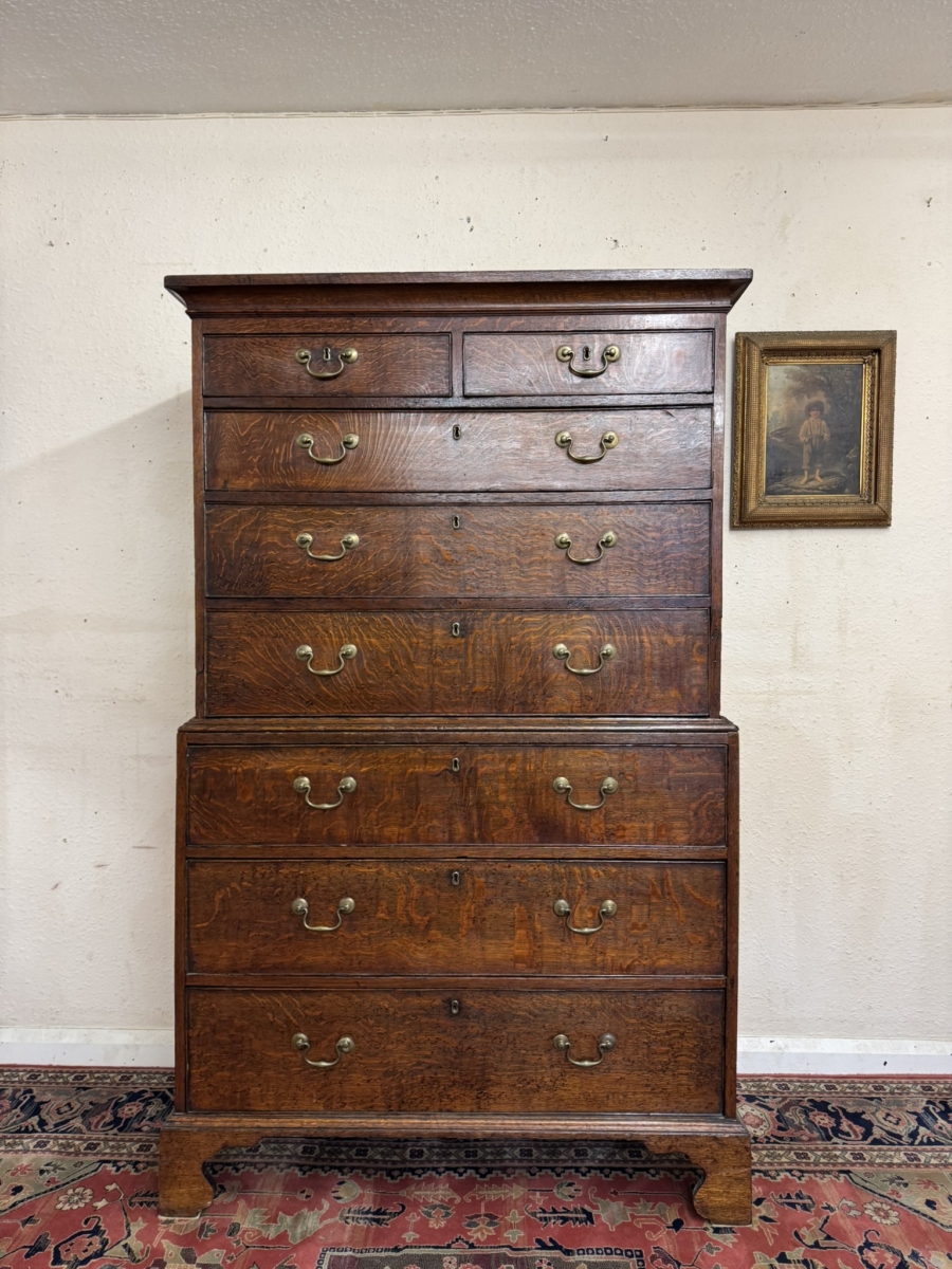 OUTSTANDING QUALITY GEORGIAN OAK CHEST ON CHEST CIRCA 1760