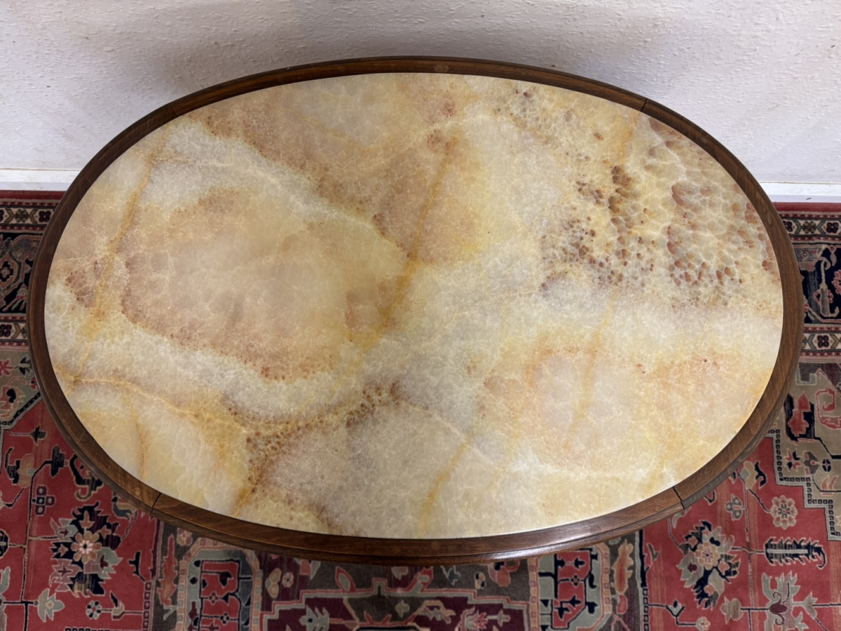 ANTIQUE FRENCH CARVED OAK MARBLE TOP CENTRE TABLE/ACCENT TABLE CIRCA 1930 - Image 4