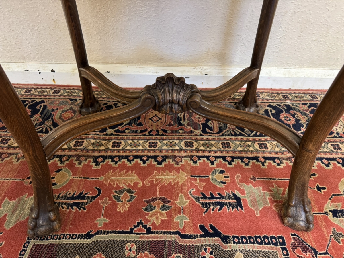 ANTIQUE FRENCH CARVED OAK MARBLE TOP CENTRE TABLE/ACCENT TABLE CIRCA 1930 - Image 6