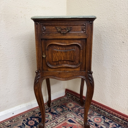 ELEGANT ANTIQUE FRENCH CARVED OAK MARBLE TOP CABINET/CUPBOARD CIRCA 1890