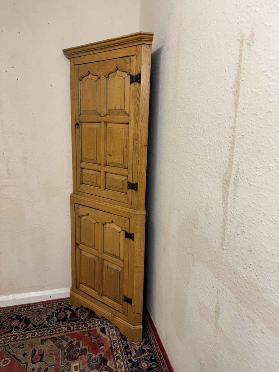 OUTSTANDING QUALITY LIGHT OAK PANELLED CORNER CUPBOARD - Image 3
