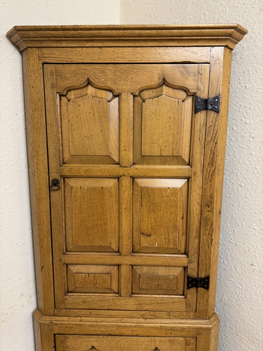 OUTSTANDING QUALITY LIGHT OAK PANELLED CORNER CUPBOARD - Image 4