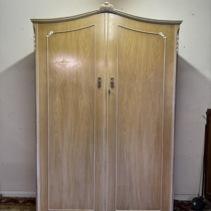 FRENCH STYLE ANTIQUE BLEACHED WALNUT TWO DOOR WARDROBE/ARMOIRE CIRCA 1950