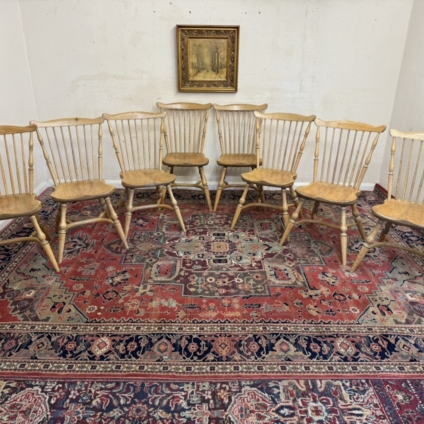 STUNNING SET OF EIGHT ASH WINDSOR CHAIRS