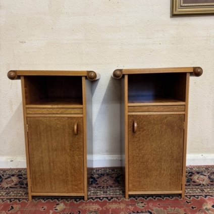 SUPER PAIR OF WALNUT ART DECO STYLE BEDSIDE CABINETS