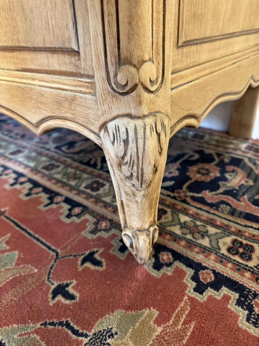 FRENCH CARVED RAW OAK SETTLE/BENCH - Image 5