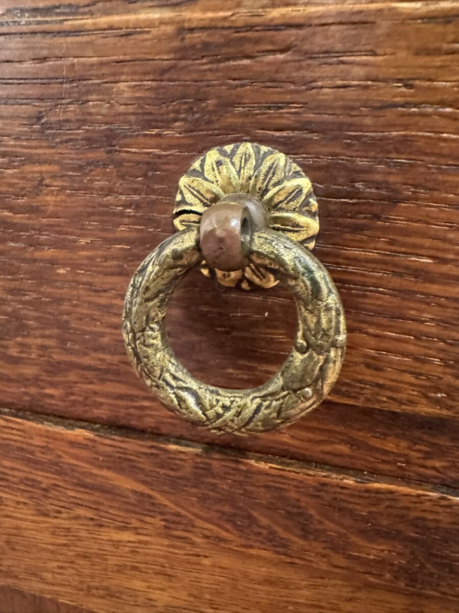 PAIR OF ANTIQUE FRENCH OAK MARBLE TOP BEDSIDE CABINETS CIRCA 1910 - Image 5