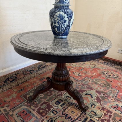 ANTIQUE FRENCH MAHOGANY MARBLE TOP GUERIDON TABLE/CENTRE TABLE CIRCA 1850