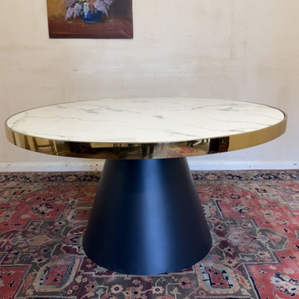 MID CENTURY MODERN CIRCULAR MARBLE TOP DINING TABLE CIRCA 1960