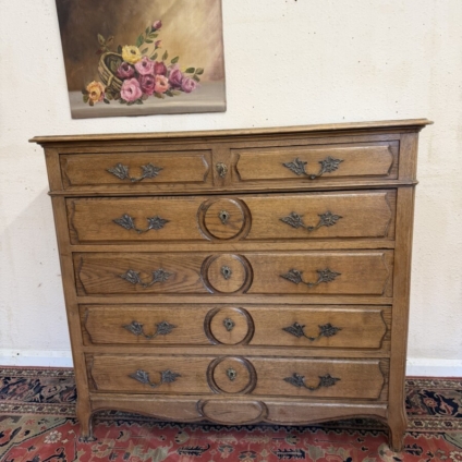 QUALITY ANTIQUE FRENCH OAK CHEST OF SIX DRAWERS CIRCA 1900