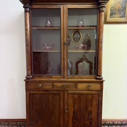 QUALITY REGENCY ROSEWOOD GALZED BOOKCASE/CABINET CIRCA 1830