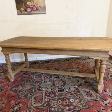 QUALITY FRENCH FARMHOUSE RAW OAK REFECTORY DINING TABLE CIRCA 1930