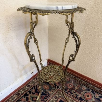 FRECH ORNATE BRASS AND MARBLE STAND CIRCA 1950