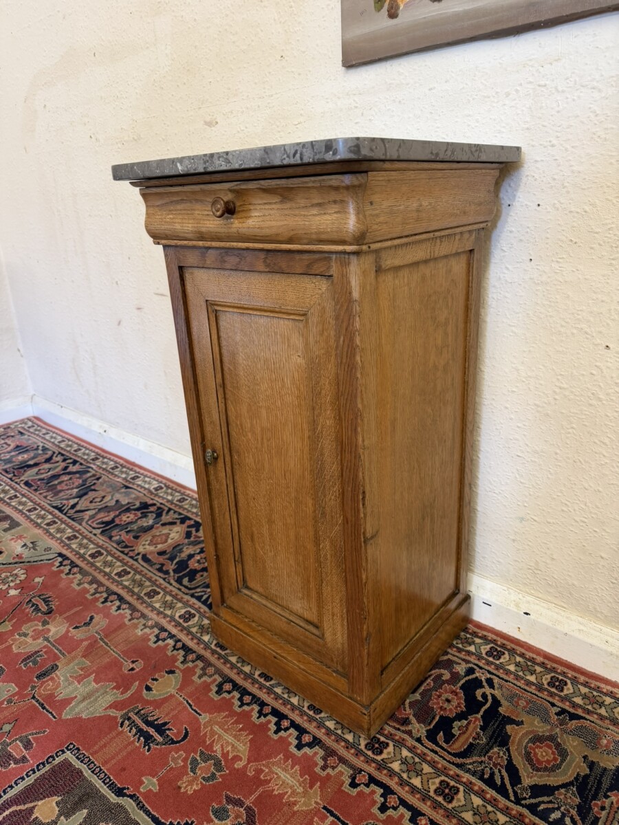 NEAT SIZED FRENCH OAK MARBLE TOP CUPBOARD CIRCA 1900 - Image 3