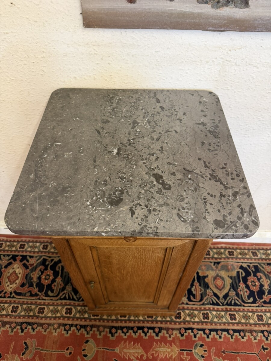NEAT SIZED FRENCH OAK MARBLE TOP CUPBOARD CIRCA 1900 - Image 4
