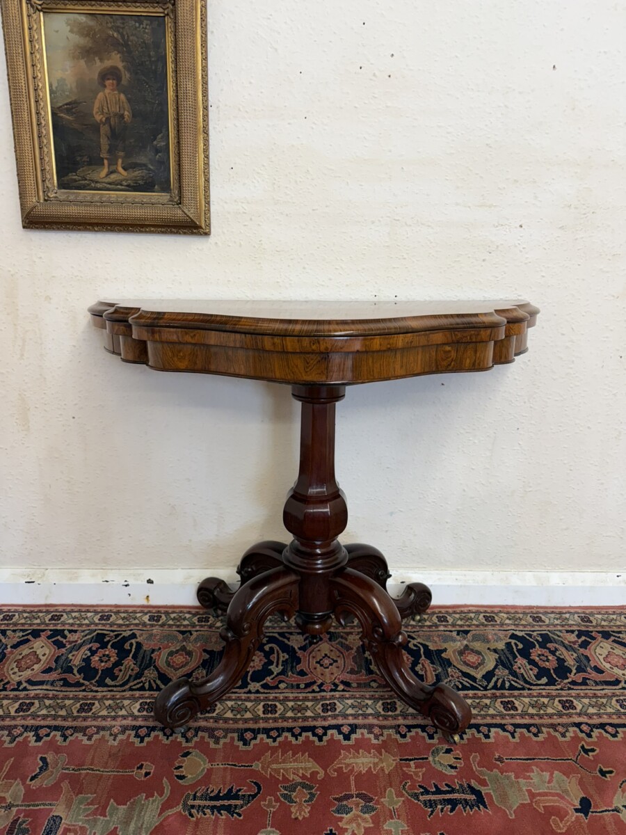 ANTIQUE ROSEWOOD FOLD OVER TEA TABLE CIRCA 1840