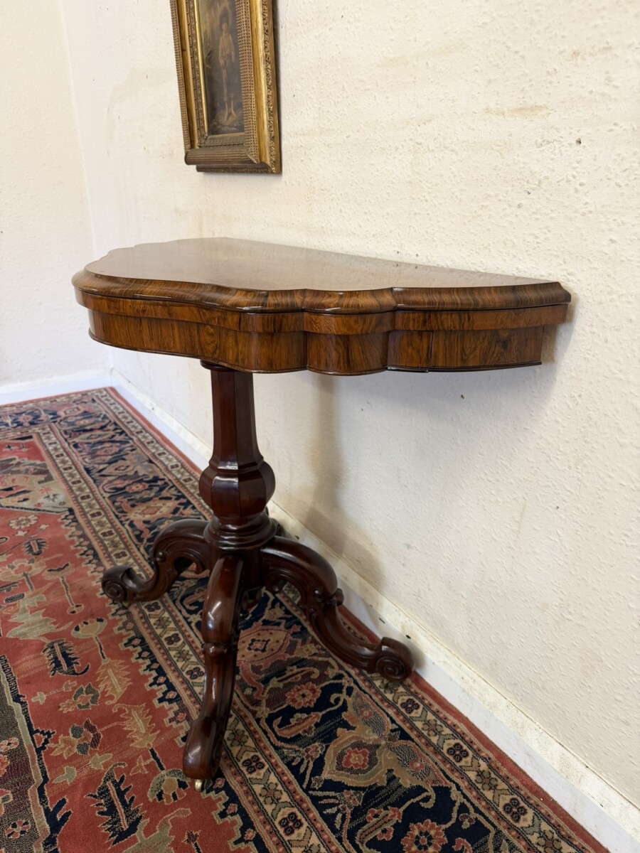 ANTIQUE ROSEWOOD FOLD OVER TEA TABLE CIRCA 1840 - Image 7