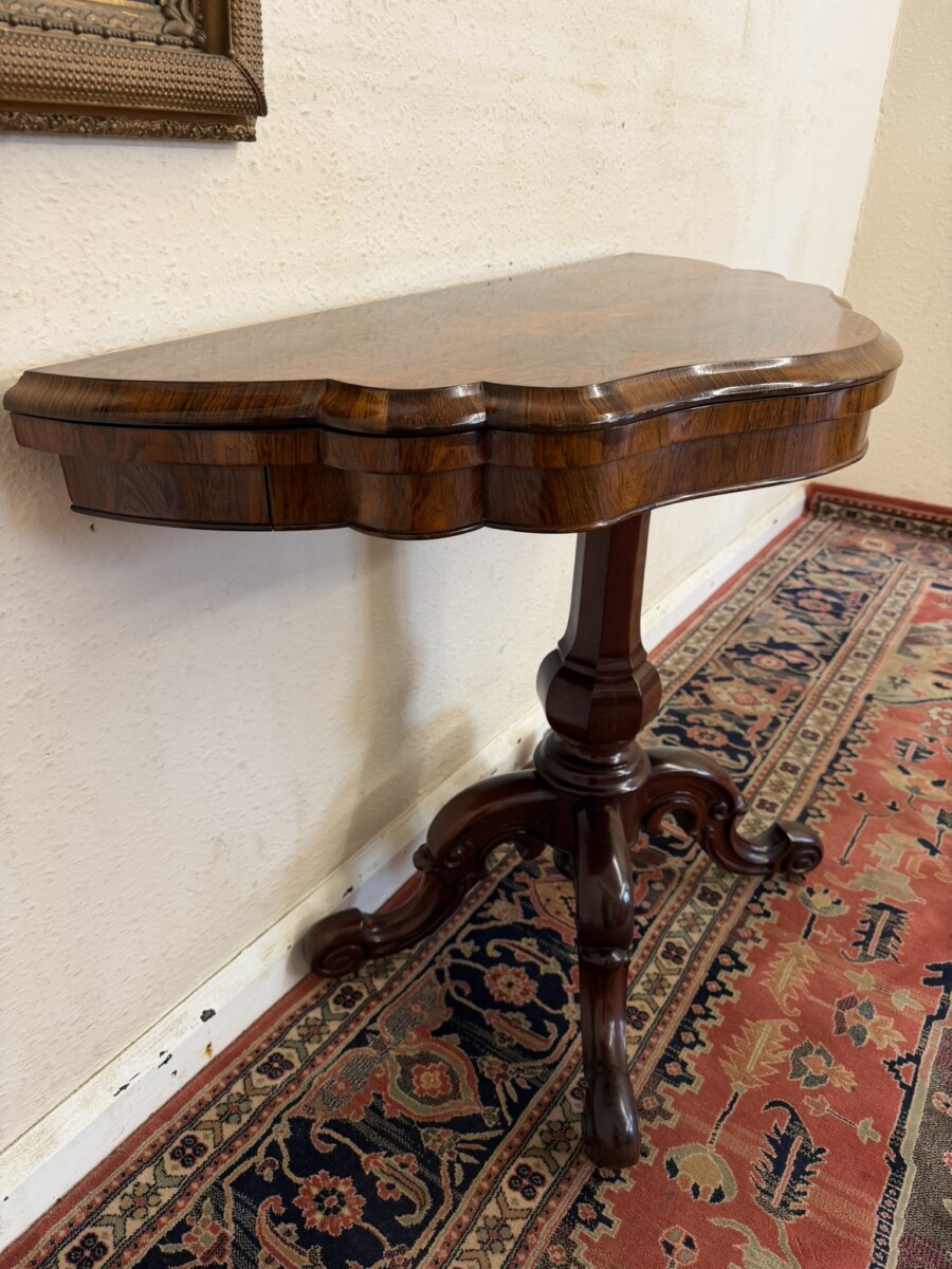 ANTIQUE ROSEWOOD FOLD OVER TEA TABLE CIRCA 1840 - Image 8