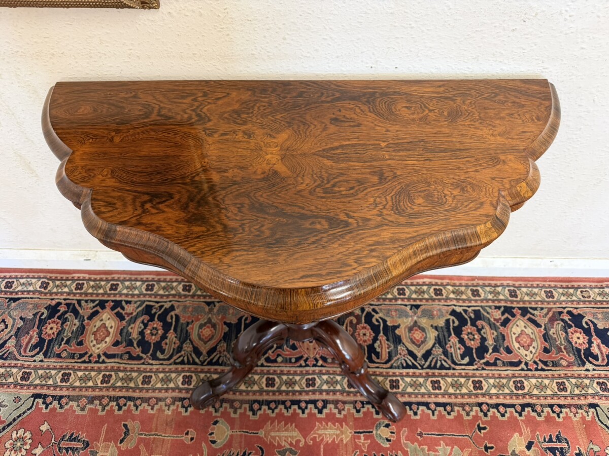 ANTIQUE ROSEWOOD FOLD OVER TEA TABLE CIRCA 1840 - Image 9