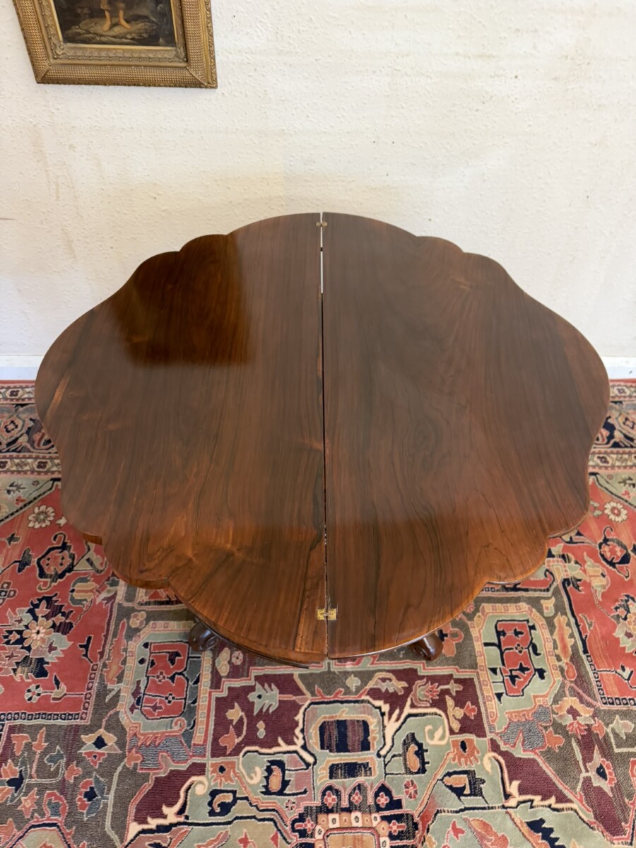 ANTIQUE ROSEWOOD FOLD OVER TEA TABLE CIRCA 1840 - Image 11