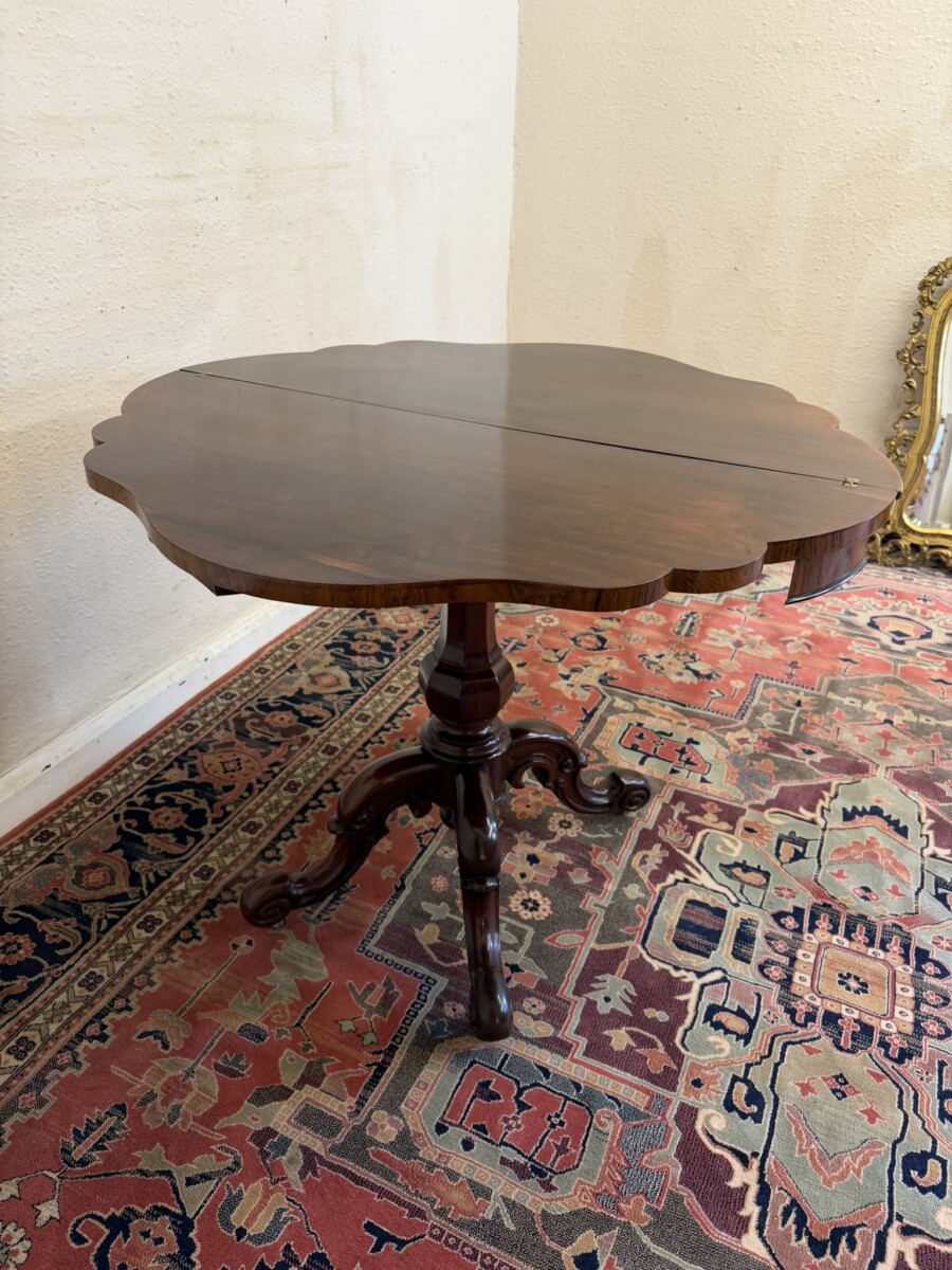 ANTIQUE ROSEWOOD FOLD OVER TEA TABLE CIRCA 1840 - Image 13